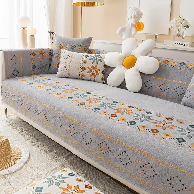 Chenille Sofa Cushion Leather Four Seasons Universal Simple Modern Cover Cloth Sofa Cover Light Luxury High-End Cushion Towel American Style