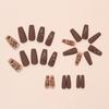 24 Pieces Wear Nail In Autumn and Winter To Show White Maillard Matte Texture Flower Leaves Ins Wind Removable Nail Art