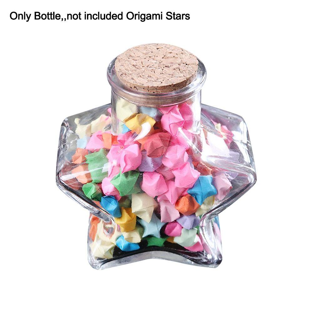 Craft Origami Stars Glass Bottle Stars Shape Glass Jars Creative Pentagram Storage Bottle Home