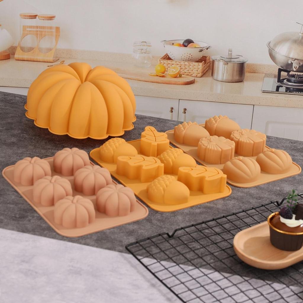 Harvest Halloween Pumpkin Mousse Cake Silicone Mold DIY Pinecone Biscuit Candy Pudding Baking Tool Tree Leaf Candle Soap Mould