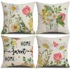 Spring and Summer Flowers, Birds and Plants Pillowcases Modern Simple Living Room Decorative Sofa Cushion Cover Bedroom Pillow