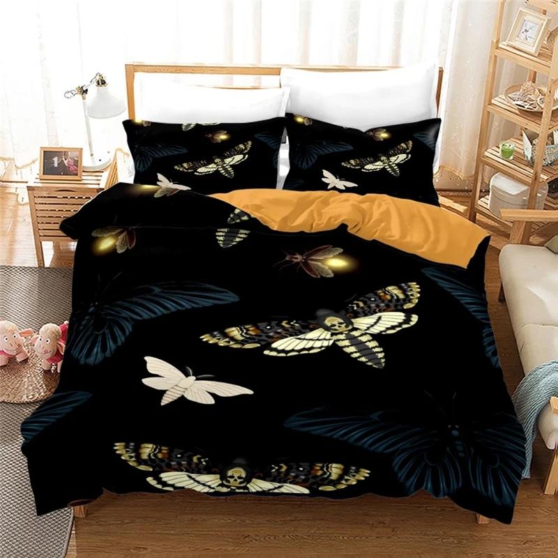 Home Textile Death's Head Hawk Moth Printed Bedding Set 3d Duvet Cover Set with Pillowcase Twin Full Queen King Size Bedclothes
