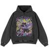 Streetwear Retro Japanese Cartoon Graphic Washed Black Oversized Unisex Y2K Hoodie