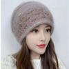 Winter New Double-layer Knitted Hollow Flower Squirrel Velvet Warm Small Crimping Stack Ear Protector Bag Head Women's Hat