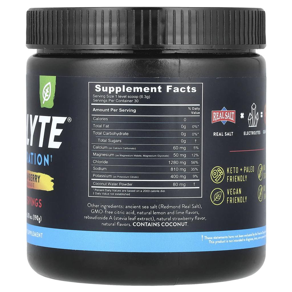 Redmond Trading Company Re-Lyte®, Hydration, Strawberry Lemonade, 6.70 Oz (190 G)