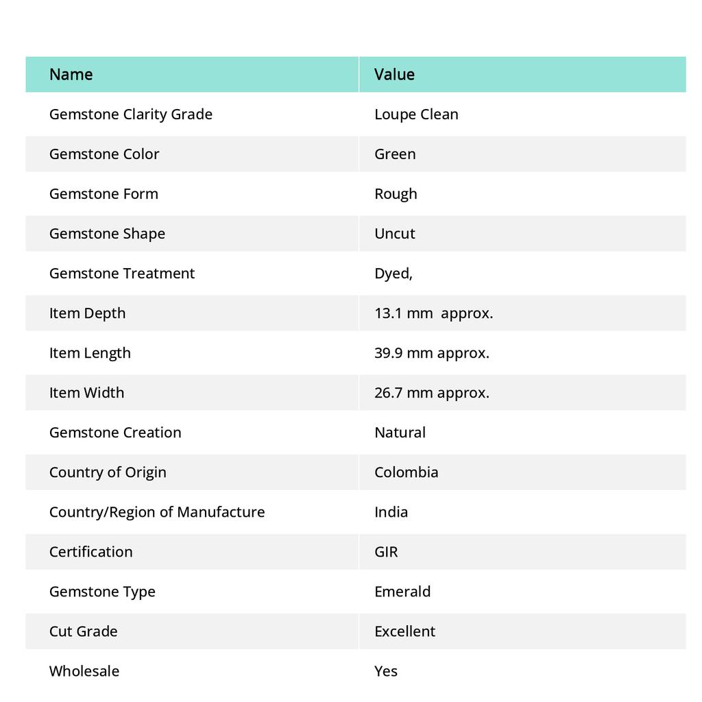 Natural Green Emerald Huge Rough 66.32 Ct Loose Gemstone Earth Mined CERTIFIED A-5691