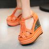 Ethnic-inspired 14CM Extreme High Wedge Sandals - 2025 Trendy Summer Women's Platform Shoes with Tassel Details Club Events