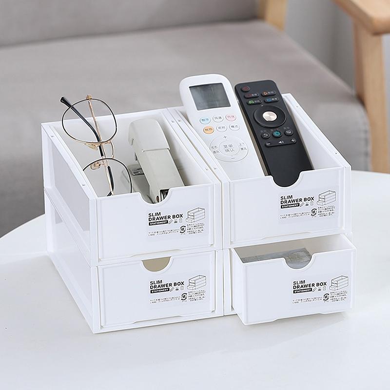 1Pc Desktop Storage Box Cosmetics Storage And Office Stationery Storage Cabinet Can Be Stacked And Combined For Drawer Storage