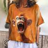 Funny Cat Printed Women's T-Shirts Harajuku Animal V-Neck Woman Clothing Oversize Top Casual Short Sleeve Tshirt 2024 Summer New