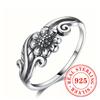 925 Sterling Silver Leaf Flower Rings Vintage Style Finger Accessories Exquisite Party Jewelry