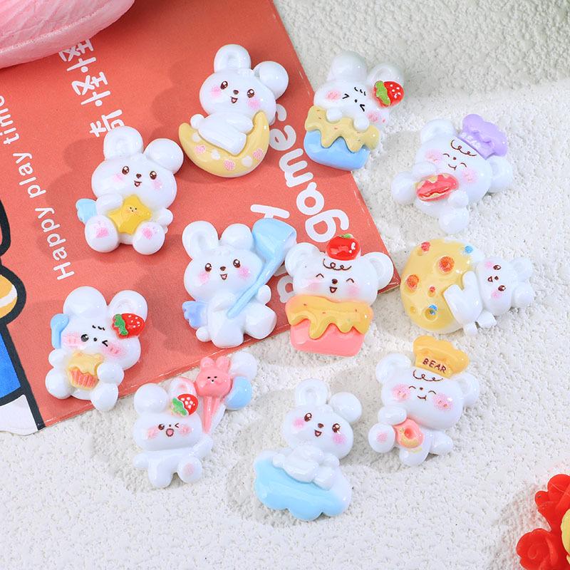 [Clearance] Shiny Kirby Resin Accessories: Rabbit, Bear, and Star Epoxy Phone Case, Hairpin, and Cream Glue