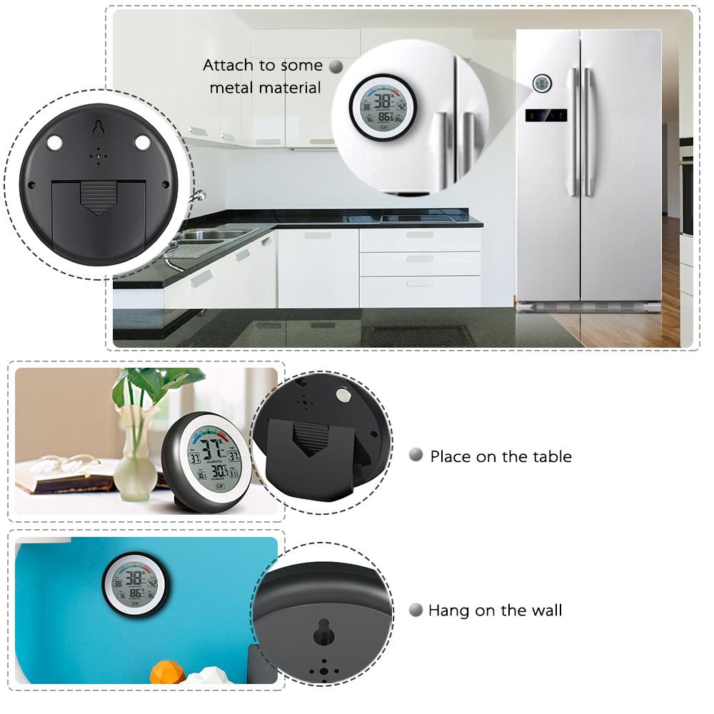 Digital Thermometer Hygrometer Temperature Humidity Meter °C/°F Max Min Value Trend Display Mini Temperature and Humidity Meter