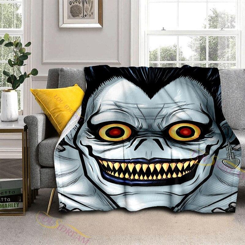 3D Print Death Note Blanket Flannel Plush Throw Blanket Horror Series Fuzzy Soft Blanket Microfiber for Couch Sofa Bed