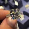 Fashion Geometric Square CZ Princess Finger Ring Women's Engagement Wedding Rings Simple Stylish Design Female Jewelry