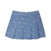 New MLB New York Yankees Old Flower Denim Short Skirts Women's Light Blue 3FDSM0153-50BLL