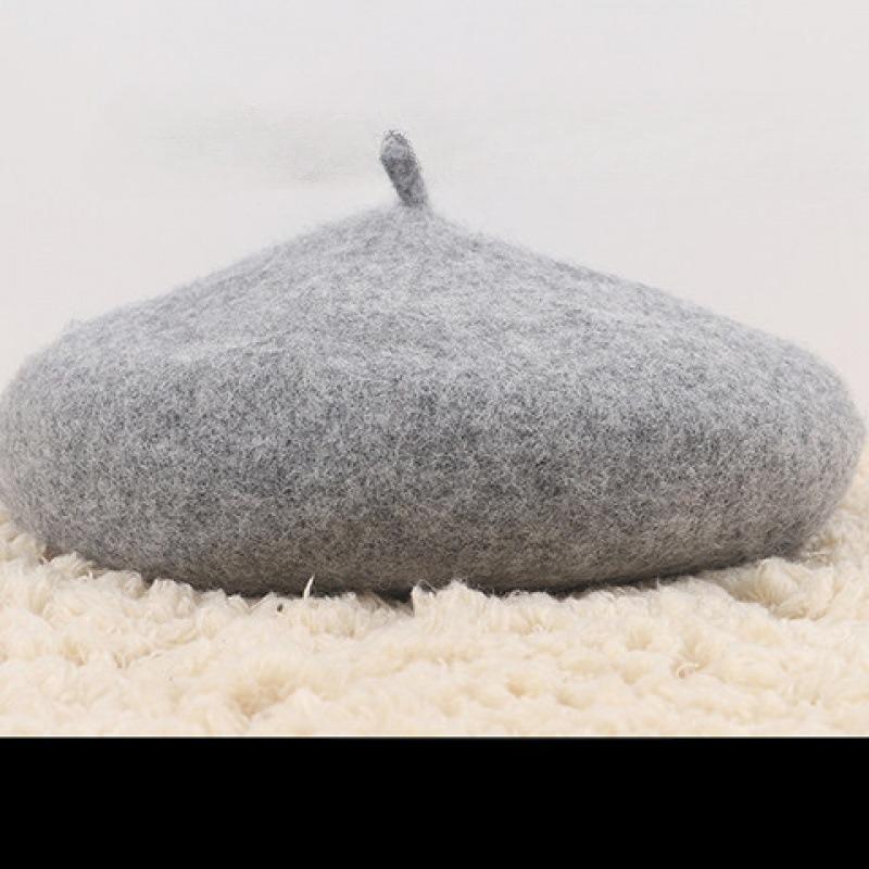 New Women's Korean Style Fashionable Spring Autumn Yarns Beret Hat Solid Color Thickened Warm Vintage Artistic Hats