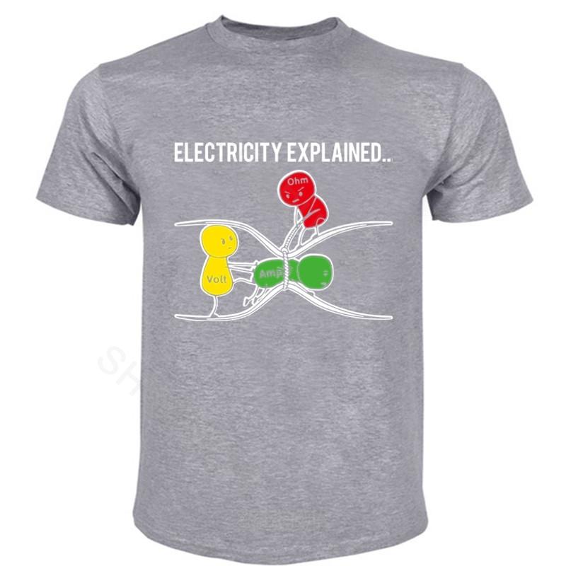 Men Cotton T Shirt Fashion Tshirt  Electricity Explained Style T-shirt for Man Ohm's Law Version2 Teeshirt Short Sleeve Teeshirt