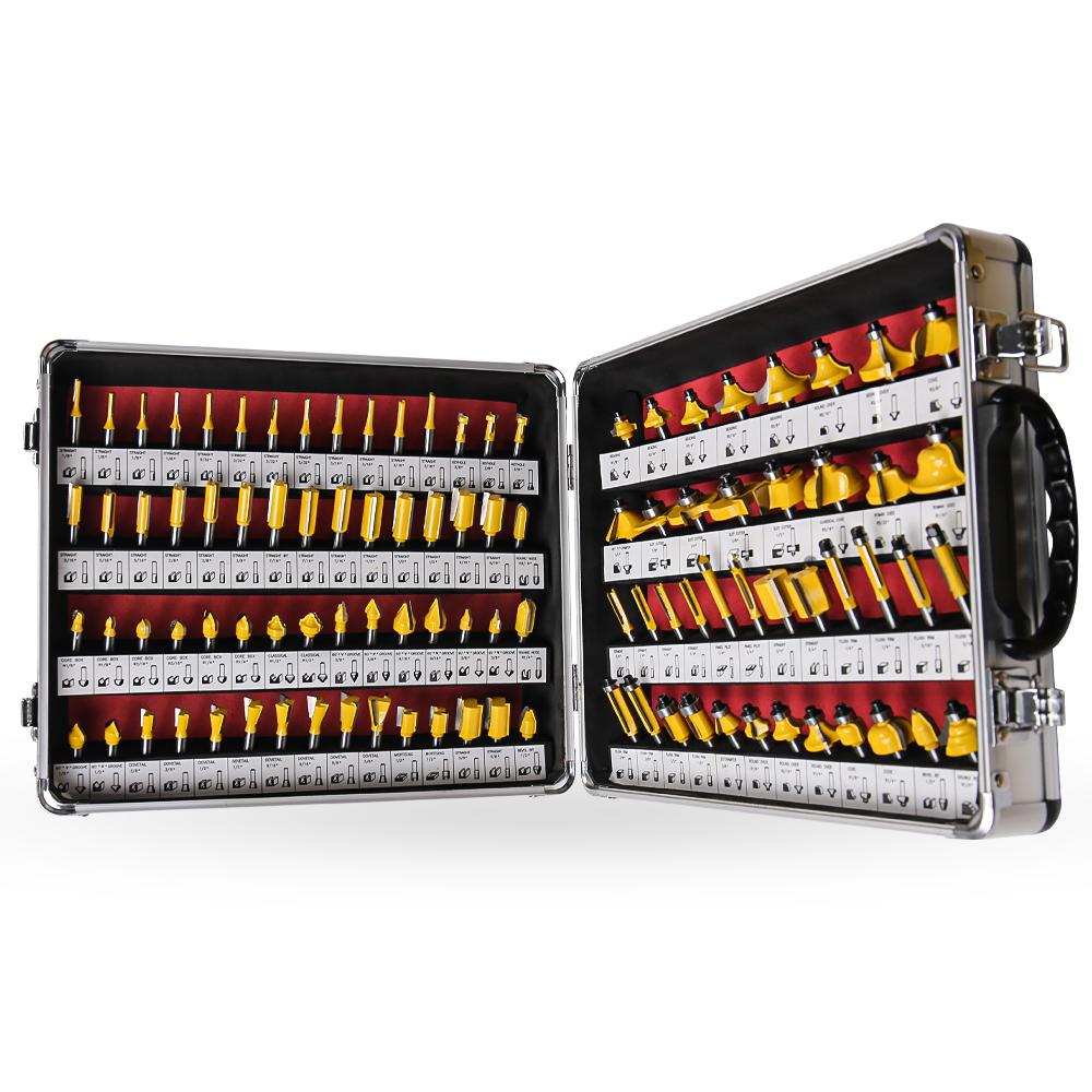 Allsome 100Pcs/Set 1/4 Inch Shank Tungsten Carbide Router Bit Woodworking Milling Cutter HT1192