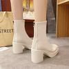 Ботильоны на толстой подошве, женские туфли, белые, на высоком толстом каблуке, короткие ботинки, тонкие ботинки, женские ботинки «Челси», Botas De Mujer 2024