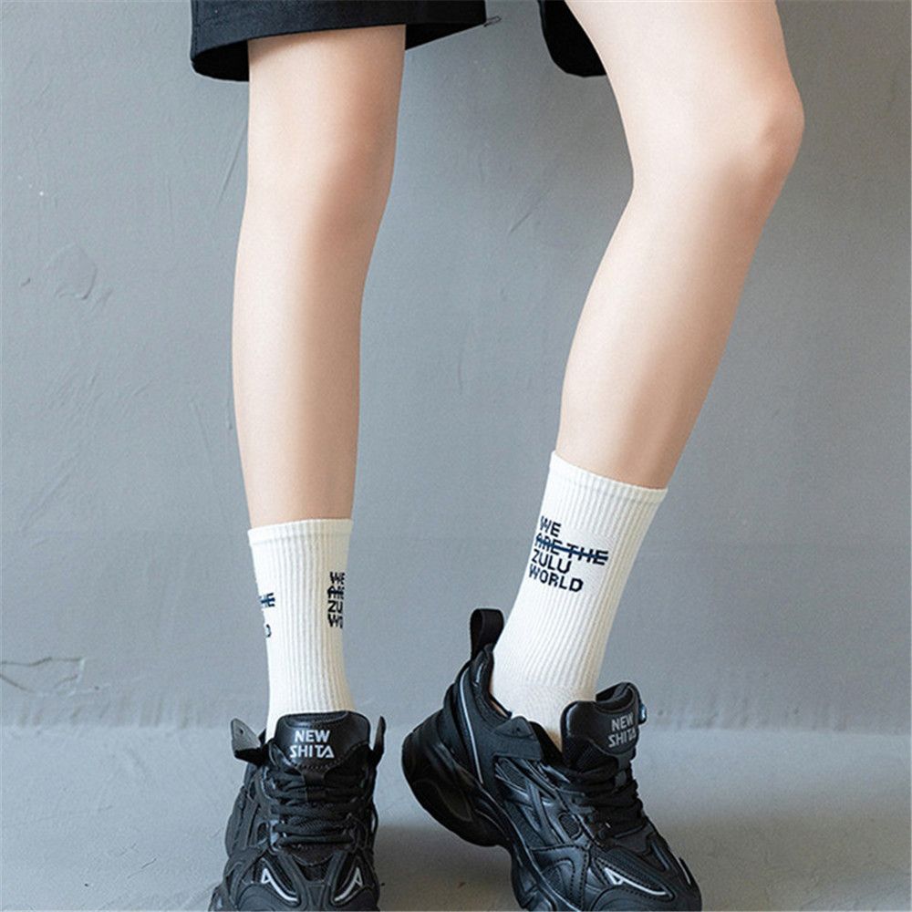 Stockings Women Men Personality Mid Socks Sports Socks Striped Number