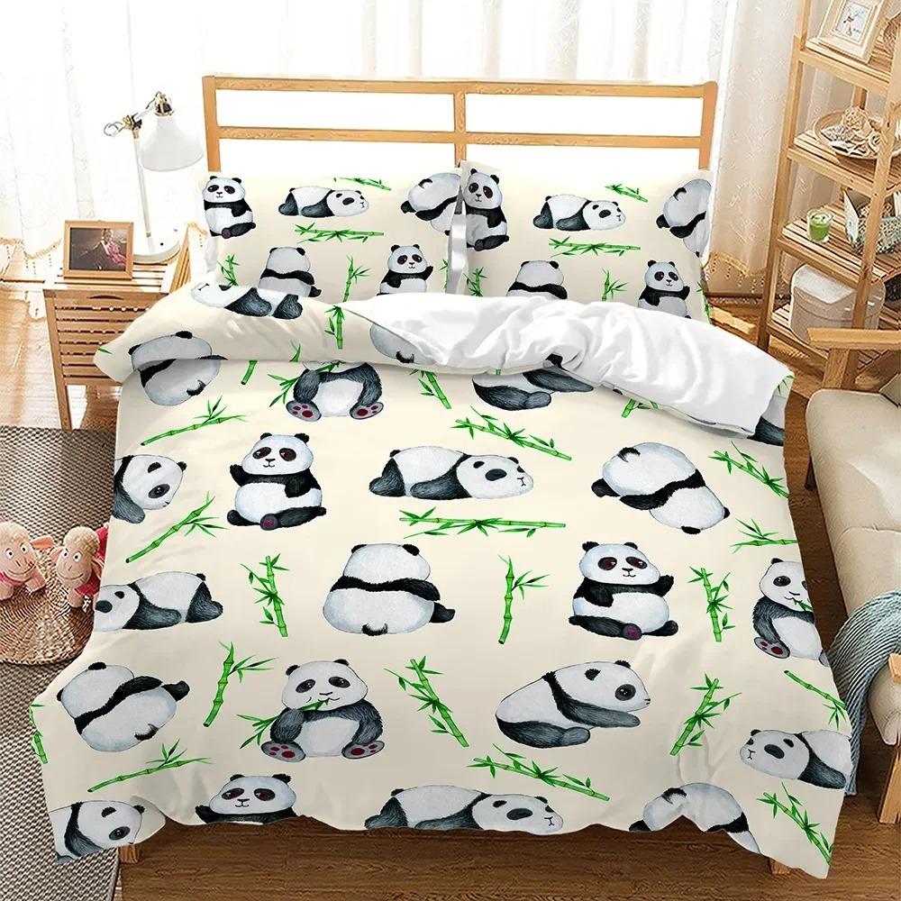 Panda Bear Bedding Sets Animal Duvet Cover Twin Full Single Size and Pillowcase Home Textile 3D Print Bedclothes for Kids Child