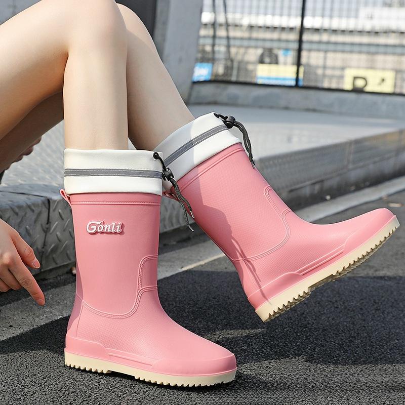 Women's Medium Tube Adult Fashion Non-slip Rain Boots