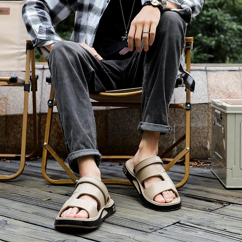 Men's Slippers Summer Sandals Light Adult Thick-soled Beach Shoes Non-slip Open-toe Sandals for Outdoor