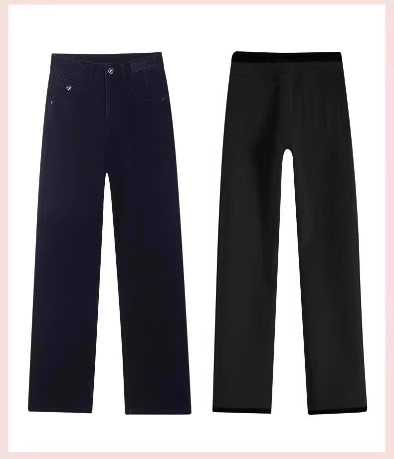 Women's Black High-Waist Slimming Straight-Leg Jeans for Spring and Autumn 2025