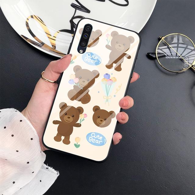 Cute Bear Duck Phone Case For Samsung Galaxy A72 A22 A21s A03 Core A52 A70 A71 A73 A53 A13 5g A03 A42 Tempered Glass Cover