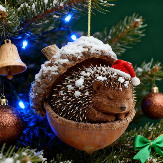Yousheng 2D Forest Animal Acorn Ornaments Cozy Forest Animal In Snow Frosted Pine Cone Ornaments Woodland Creature Acrylic Hanging Ornament for Lover