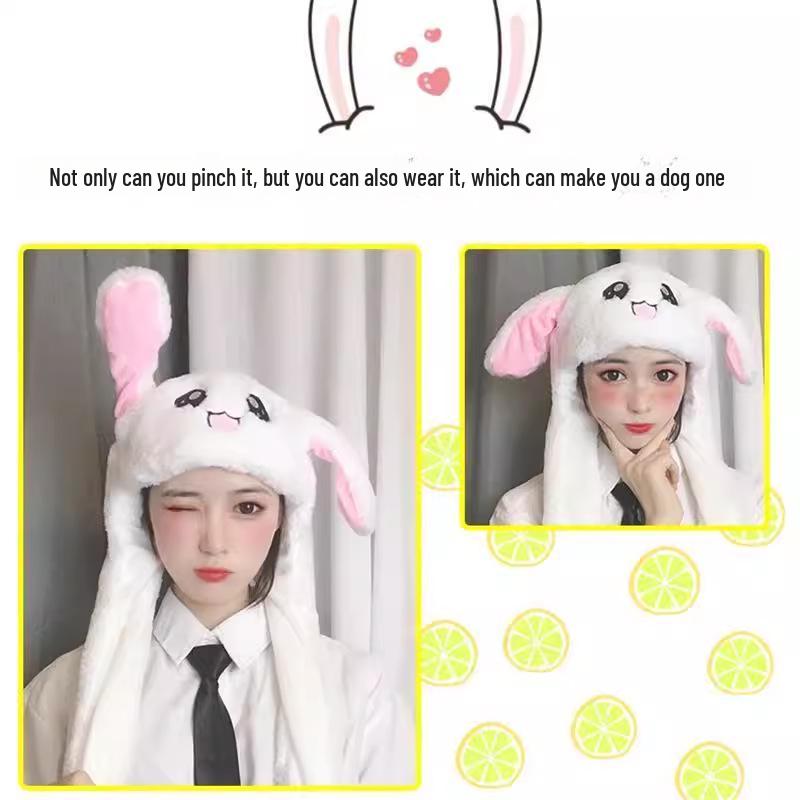 Moving Rabbit Ear Hat: Adorable Airbag Ears Wiggle When Pinched, Just Like the Viral Sensation On TikTok.