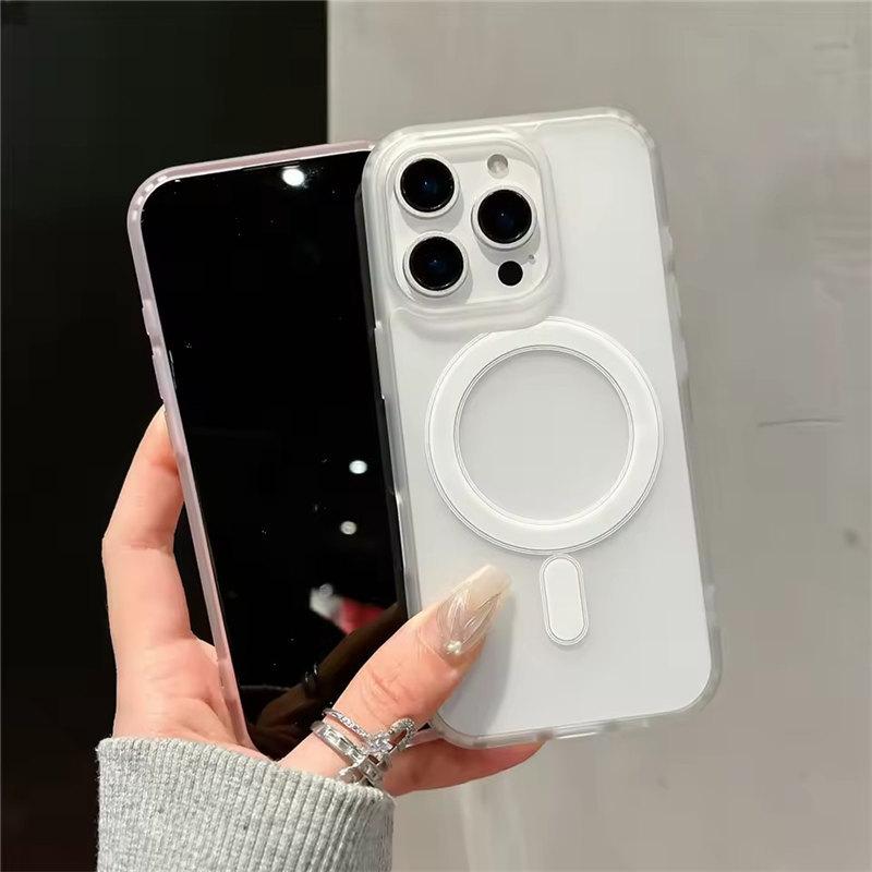Magnetic Matte Hard PC Translucent Case For iPhone 13 14 15 16 Pro Max For Magsafe Wireless Charge Shockproof Bumper Hard Cover