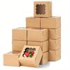 1set/ 50pcs Bread Box with Window, Mini Cake Box, Snack Box, Pastry Box, Dessert Box, Cookie Box, Mini Pie, Cake Cupcake Box (Brown)