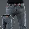 Men Jeans Pants Lace Up Denim Trousers Black Pants Skinny Slim Hip Hop Sportswear Elastic Waist Male Trousers