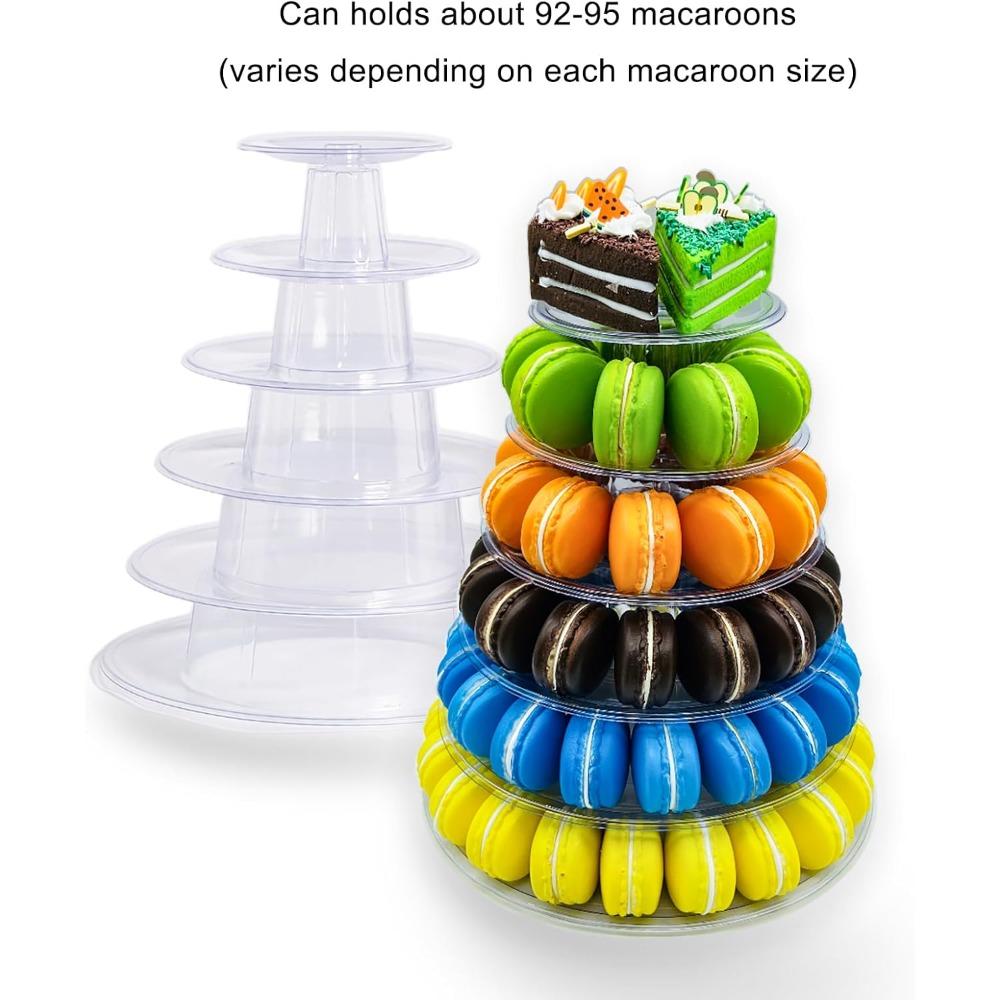 6 Tiers Round Macaron Tower Cake Display Rack Macarons Desserts Serving Tray for Birthday Wedding Party Decor Tools Bakeware