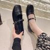 Shallow Mouth Square Head Mary Jane Shoes Women's 2025 Spring and Autumn New Retro One-word Belt Fashionable Versatile Flat Women's Single Shoes