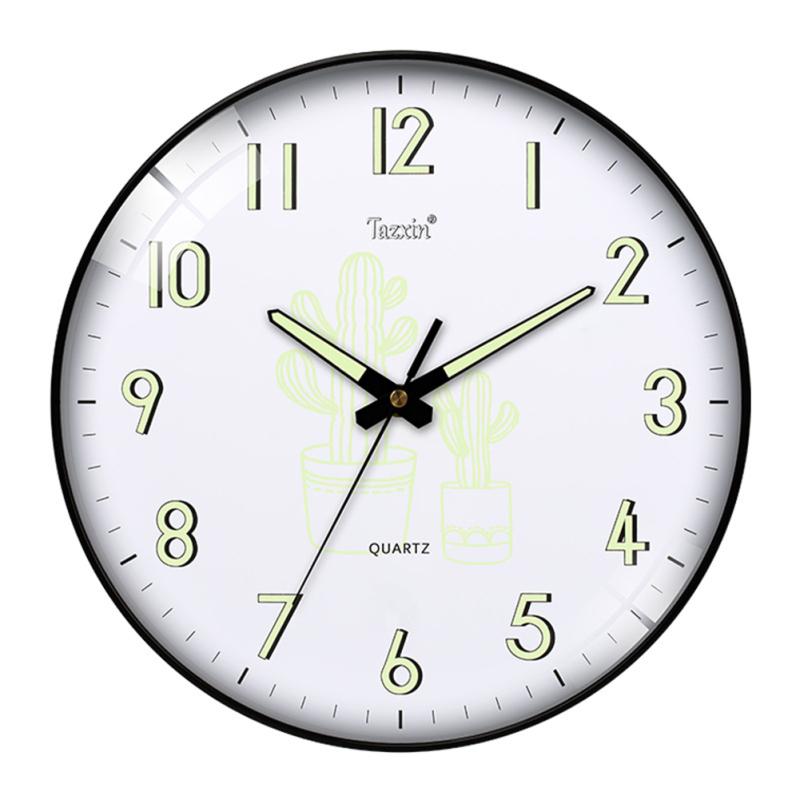 Round Wall Clock Luminous Silent Quartz Movement Living Room Bedroom Home Pendant Clock