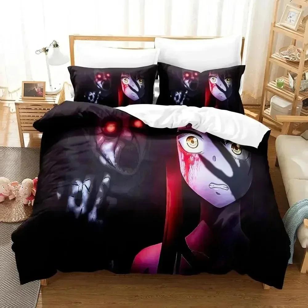 Luxury New 3D Print Anime Mieruko-chan Bedding Set Duvet Cover Bed Set Quilt Cover Pillowcase King Queen Boys Adult Bedding Set