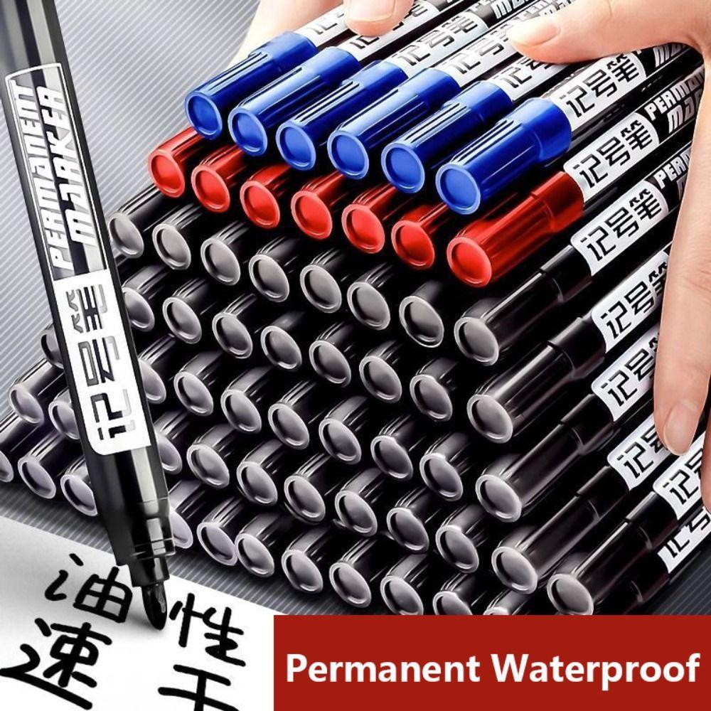 Red Blue Black Ink Waterproof Marker Pen 1.5mm Crude Nib Line Marking Pen Marker Pens  Student