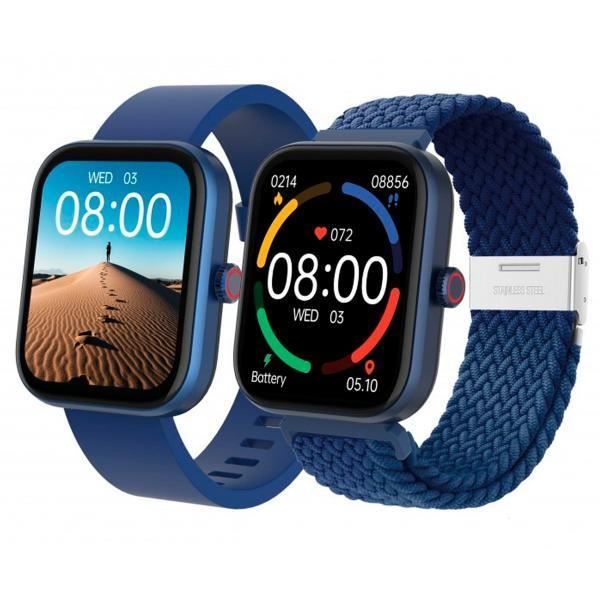 Montre Intelligente Avec Cadran Rond 1,8" DCU Smartwatch Los Angeles En Bleu Avec Écran Tactile 1,8", Connectivité Bluetooth 5.3, 22