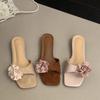 Fashion Women French Flowers Slippers Summer Slides Open Toe Flat Casual Shoes Leisure Sandal Female Vacation Beach Flip Flops
