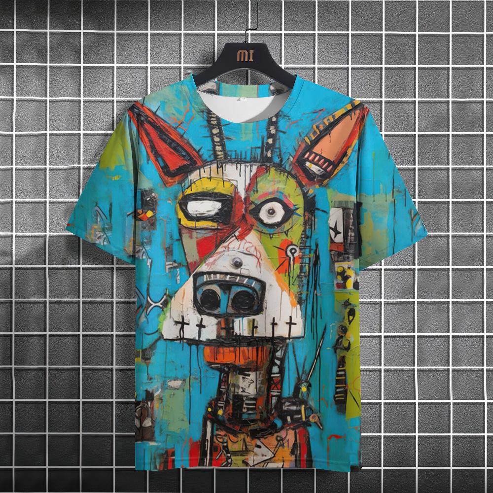 Funny Men's T-shirt 3D Printed Cat Tees Casual Pullover For Men Summer Sweatshirt Tops Loose Daily Short Sleeve Tees