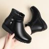 Fashion Autumn Winter Mum Warm Cotton Soft Shoes Women  Fleece Side Zip Thick Bottom Short Boots Leisure Round Head Flats Boots