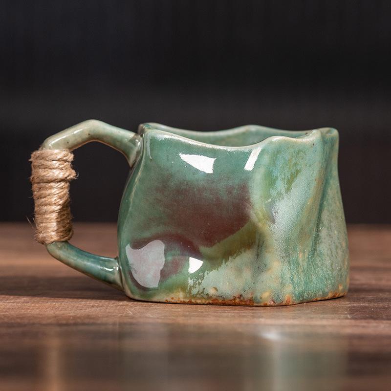 Creative Coffee Cup Coarse Pottery Water Cup Retro Supply Niche Ceramic Cup Japanese Ceramic Special-Shaped Cup