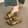 Belt Buckle Slippers Girls Summer Retro Outer Wear Thick-soled Beach Slippers Trendy Comfortable Casual Breathable Sandals