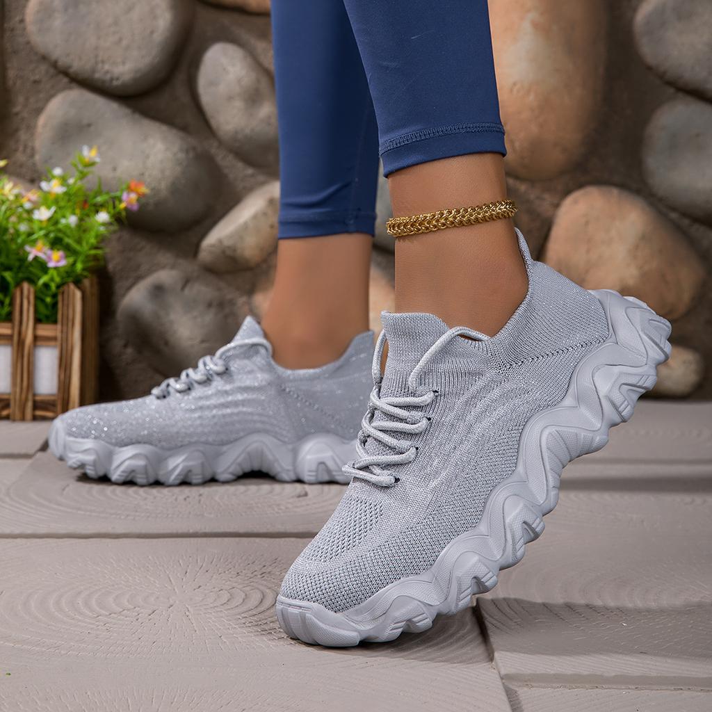 Fashion Luxury Women's Shoes High Quality Summer Running Breathable Mesh Fabric Thick Sole Anti Slip Fashion Versatile Training Shoes