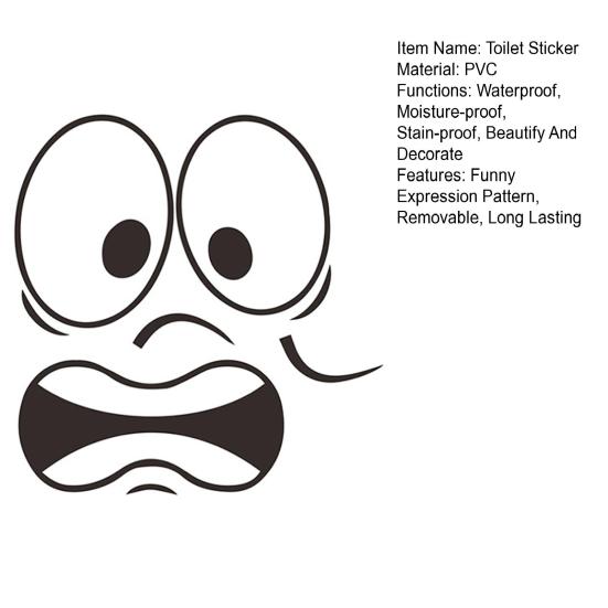 Scared Expression Toilet Sticker Waterproof Removable Self-adhesive PVC Living Room Bathroom Wall