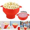 With Handle Folding Large Capacity Foldable Popcorn Maker Bucket Bowl with Lid Microwave Popcorn Bowl Silicone DIY