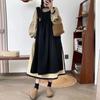 Vintage French Two-piece Ruffles Loose Casual Vintage Dress Spring Cotton Panels Versatile Women Dresses