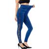 Women's Casual Imitation Cowboy Leggings Lace High Elasticity Slim Cropped Pants